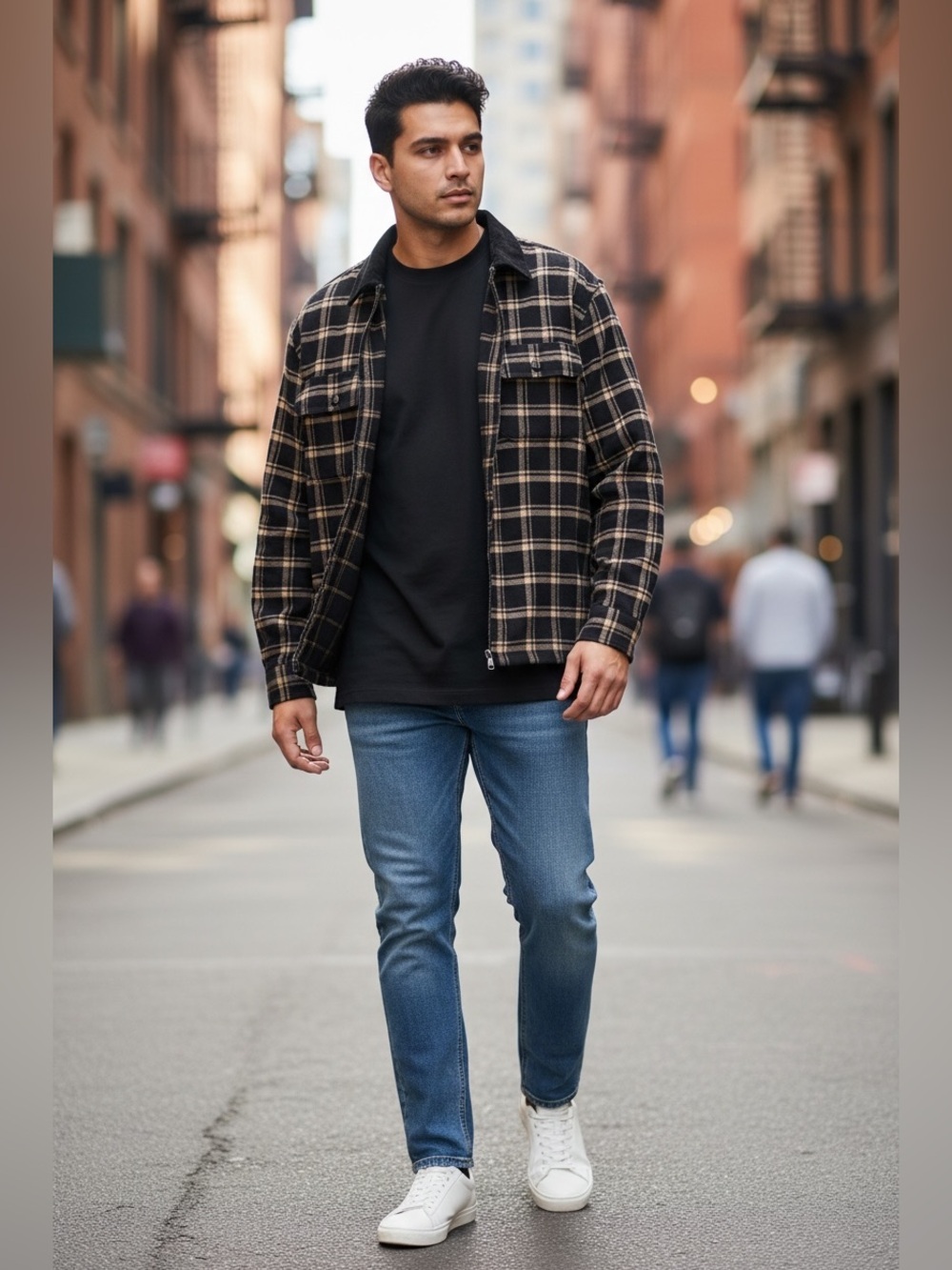 H&M Black and Tan Checkered Jacket